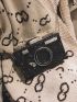 Glitter Camera Shaped Bag, Trendy Chain Crossbody Bag, Mini Prom Purse For Phone Lipstick Camera Design Box Bag Mini Metal Decor For Daily