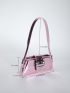 Metallic Baguette Bag Buckle Decor Funky PU For Daily Life