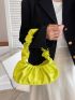 New Fashion Simple College Style Yellow Pleated Handle One Shoulder Bag Cloud Bag Female Bag
