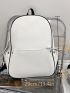 Minimalist Laptop Backpack White Pu For School