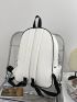 Minimalist Laptop Backpack White Pu For School