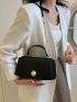Small Square Bag Black Elegant Faux Pearl Decor For Daily