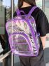 Clear Classic Backpack Contrast Binding Purple For School