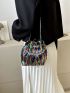 Mini Color Sequin Pearl Chain Bucket Bag Handbag Diagonal Shoulder Bag
