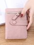 Minimalist Small Wallet Bifold Snap Button Pink