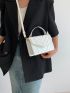 Chevron Square Bag Flap Small Mini White