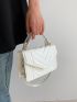Chevron Square Bag Flap Small Mini White