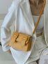Buckle Decor Messenger Bag Mini White Flap For School