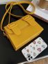 Buckle Decor Messenger Bag Mini White Flap For School