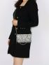 Rhinestone & Fringe Decor Square Bag Mini For Party Wedding Prom