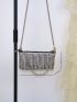 Rhinestone & Fringe Decor Square Bag Mini For Party Wedding Prom