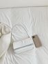 Small Baguette Bag Crocodile Embossed Solid White