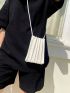 Minimalist Phone Wallet Ruched Detail White
