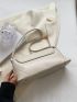 Snap Button Baguette Bag Elegant Flap For Office Work