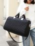 Quilted Pattern Travel Bag Double Handle For Weekend Travel, Large Capacity Weekender Overnight Bag