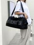 Letter Graphic Travel Bag Double Handle For Weekend Travel