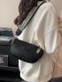 Letter Patch Decor Square Bag With Adjustable-strap