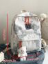 Cartoon Bear Pattern Bag Charm Decor Functional Backpack With Adjustable Strap