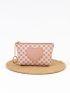 Geometric Pattern Zipper Pink Coin Purse for Women