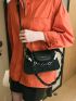Letter Pattern Faux Pearl Hobo Bag for Women