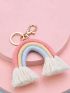 Bag Accessories Woven Cotton Rope Rainbow Tassel Bead Bag Keychain Car Pendant Phone Ornament