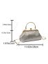 Silver Square Bag Pleated Detail Metal Decor For Party