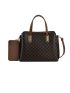 All Over Print Square Bag Brown Elegant Double Handle For Work