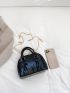 Mini Crocodile Embossed Black Elegant Dome Bag for Women