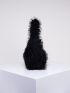 Black Fluffy Hobo Bag for Women