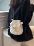 Mini Bucket Bag Faux Pearl Beaded Decor Drawstring For Vacation
