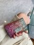 Colorblock Sequin Design Small Pouch