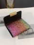 Colorblock Sequin Design Small Pouch