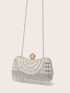 Mini Rhinestone & Faux Pearl Decor Colorblock Box Bag For Evening Party