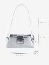 Buckle Decor Baguette Bag Metallic PU Funky