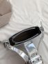 Buckle Decor Baguette Bag Metallic PU Funky