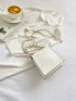 Mini Square Bag Green Butterfly & Faux Pearl Beaded Decor Chain Strap For Summer