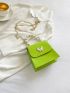 Mini Square Bag Green Butterfly & Faux Pearl Beaded Decor Chain Strap For Summer