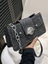 Flap Square Bag Chain & Studded Decor Polyester Fashionable For Daily Life