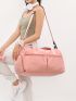 Letter Graphic Travel Bag Pink Polyester For Travel