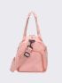 Letter Graphic Travel Bag Pink Polyester For Travel