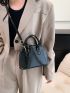 Snakeskin Embossed Dome Bag Double Handle Elegant For Daily Life