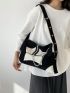 Fashionable Envelope Bag Letter Patch & Chain Decor Flap Polyester For Daily