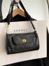 Litchi Embossed Square Bag Twist Lock For Daily Life PU