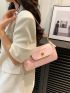 Pink Shoulder Bag With Flap Pocket Twist Lock Fashionable For Daily PU