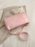 Pink Shoulder Bag With Flap Pocket Twist Lock Fashionable For Daily PU