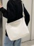 Knot Decor Hobo Bag White Nylon For Daily Life