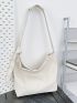 Knot Decor Hobo Bag White Nylon For Daily Life