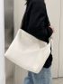 Knot Decor Hobo Bag White Nylon For Daily Life