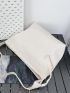 Knot Decor Hobo Bag White Nylon For Daily Life