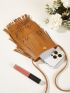 Fringe Decor Phone Wallet Minimalist Brown